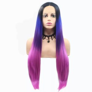 Synthetic wig color blue