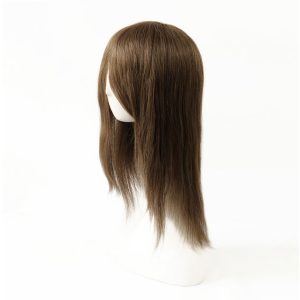 Modelo de peluca de encaje para mujer con perímetro de piel.